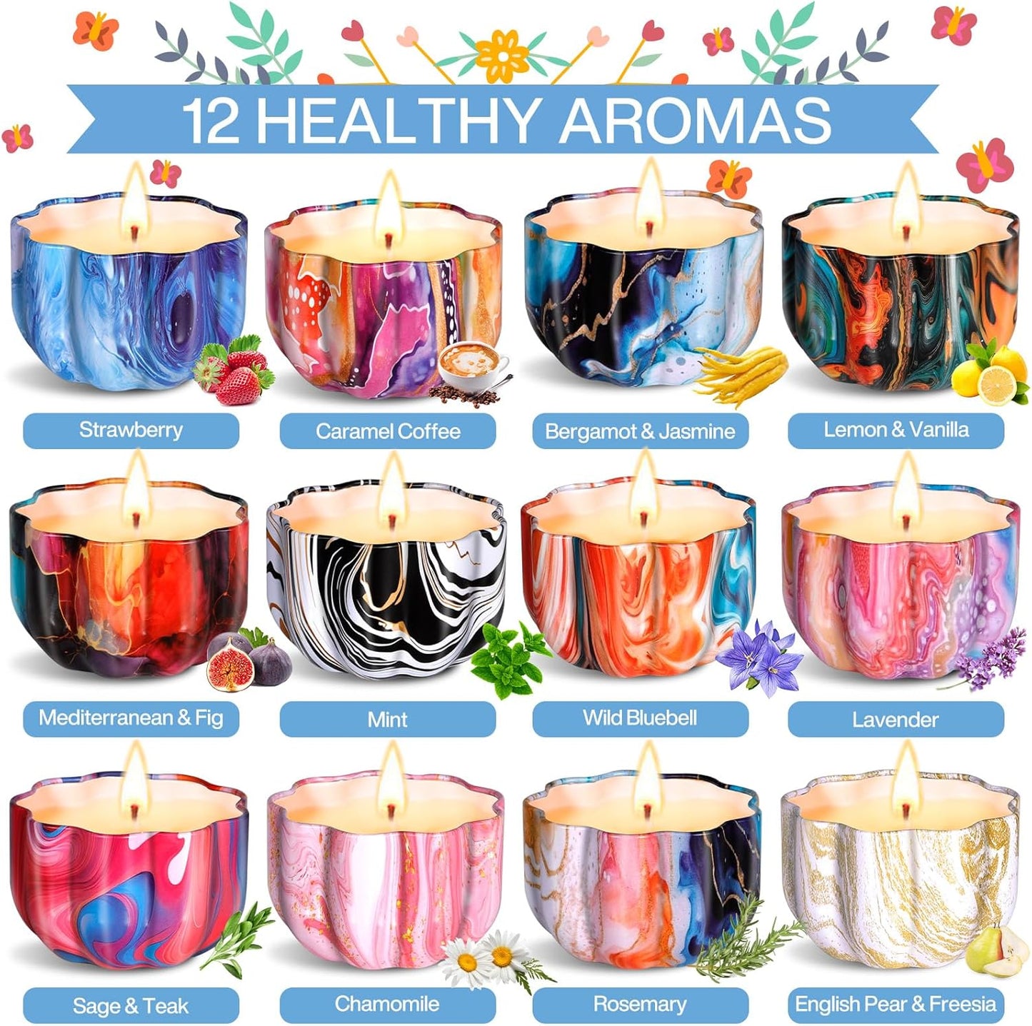 Scented Candles Gifts 12 Pieces Aromatherapy Candles Set