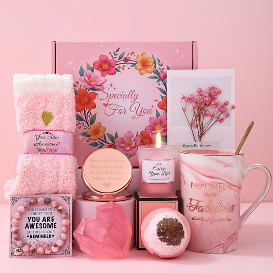 Geburtstagsgeschenk für Frauen, Geburtstagsgeschenk für Mama, Freundin, Schwester, Beste Freundin Kaffeebecher und Geschenkset Bad-Entspannung