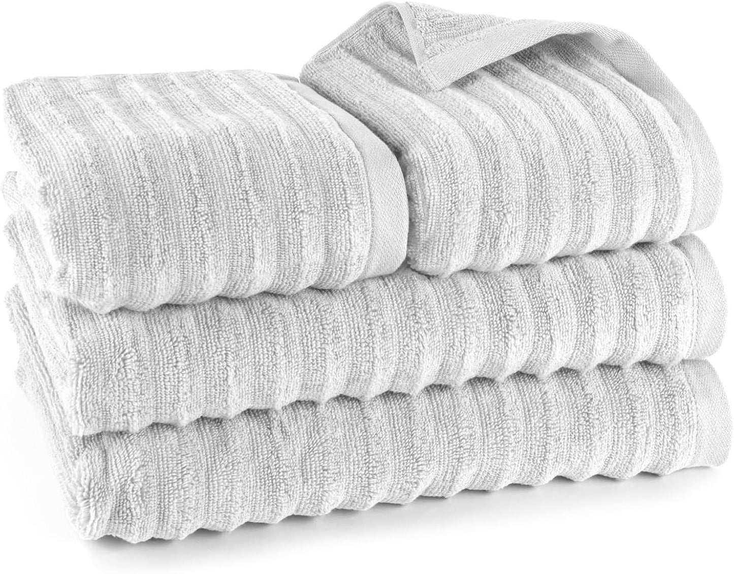 Pure Label 6-Piece Hand Towel Set with Hanging Loops Made of 100% Cotton, Absorbent and Soft, 2 x Bath Towels (70 x 140 cm), 2 x Hand Towels (50 x 100 cm), 2 x Guest Towels (30 x 50 cm),