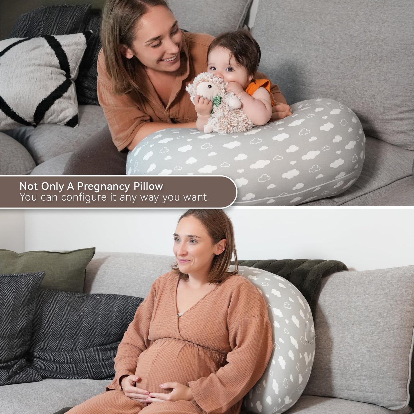 Nursing Pillow, Versatile Plus Size Positioning Pillow, Pregnancy Pillow for Baby and Adults, Side Sleeper Pillow with Washable