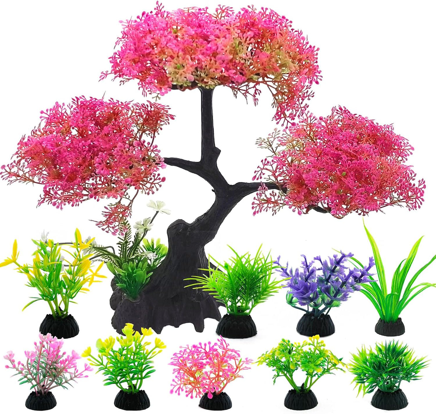 Rosa Kirschblüten-Baum Aquarium Dekorationsset – 10 Stück
