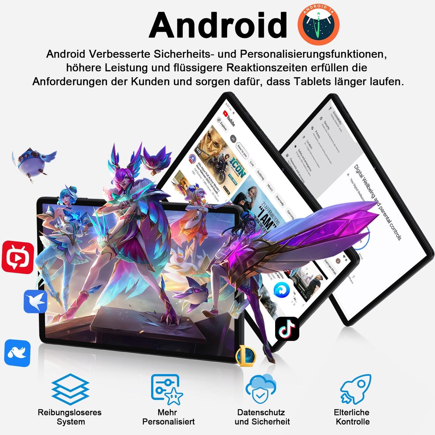 Tablet 11 Zoll Android mit, 24GB RAM 256GB ROM TF 1TB, Octa-Core, GMS, 5G WiFi 6, Bluetooth 5.0