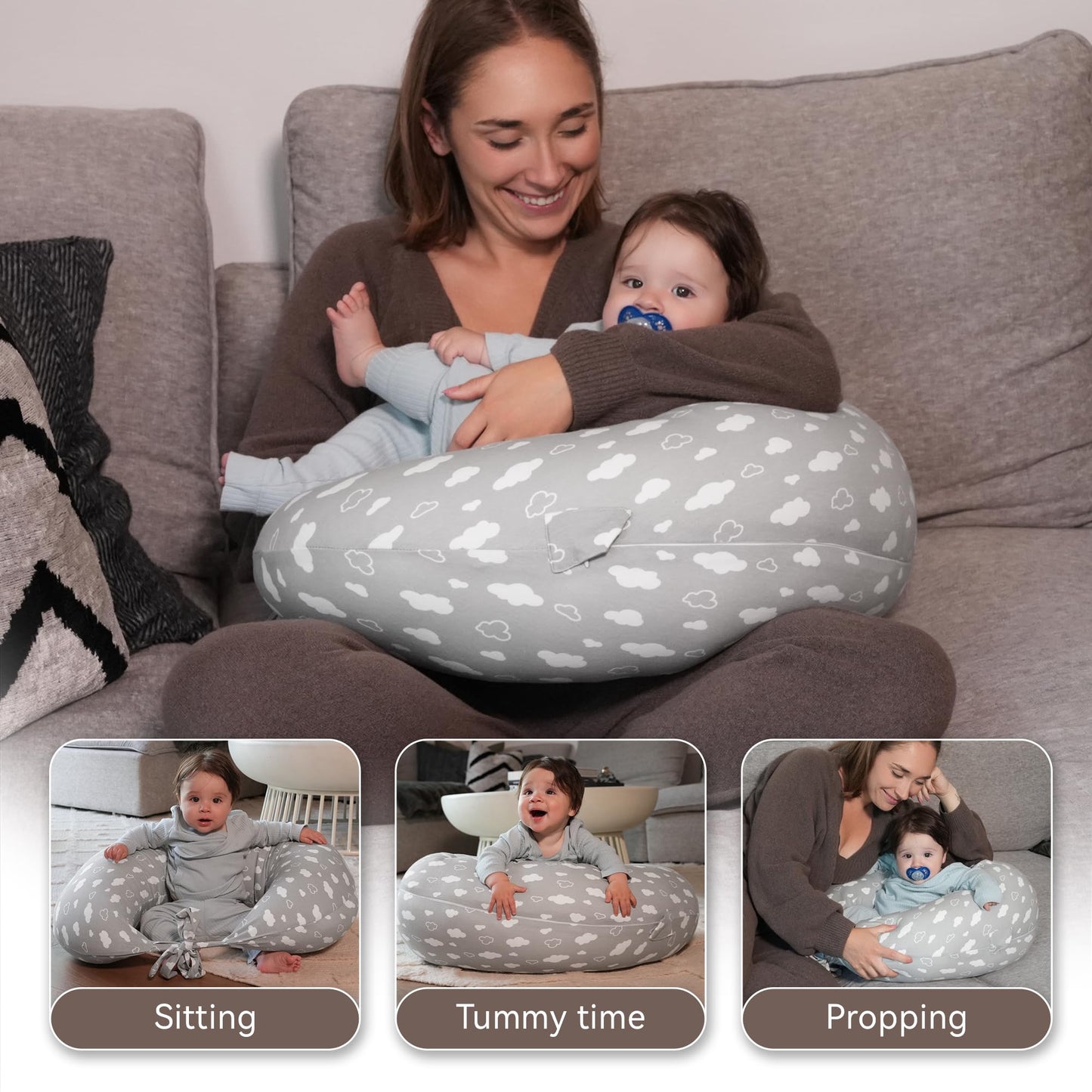 Nursing Pillow, Versatile Plus Size Positioning Pillow, Pregnancy Pillow for Baby and Adults, Side Sleeper Pillow with Washable