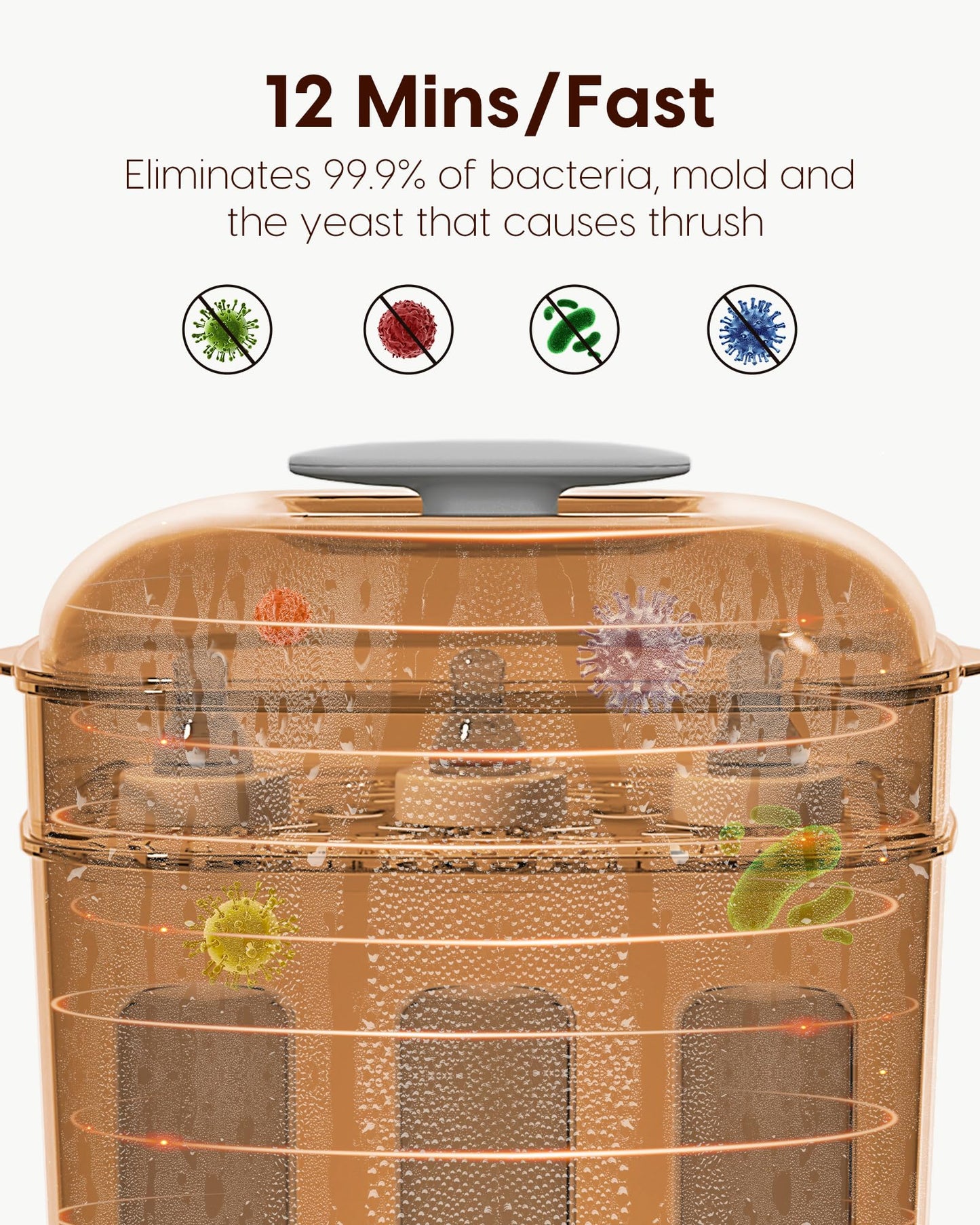 Babyflaschen Sterilisator und Trockner, Elektrischer Dampfsterilisator, größere Kapazität für 9 Flaschen