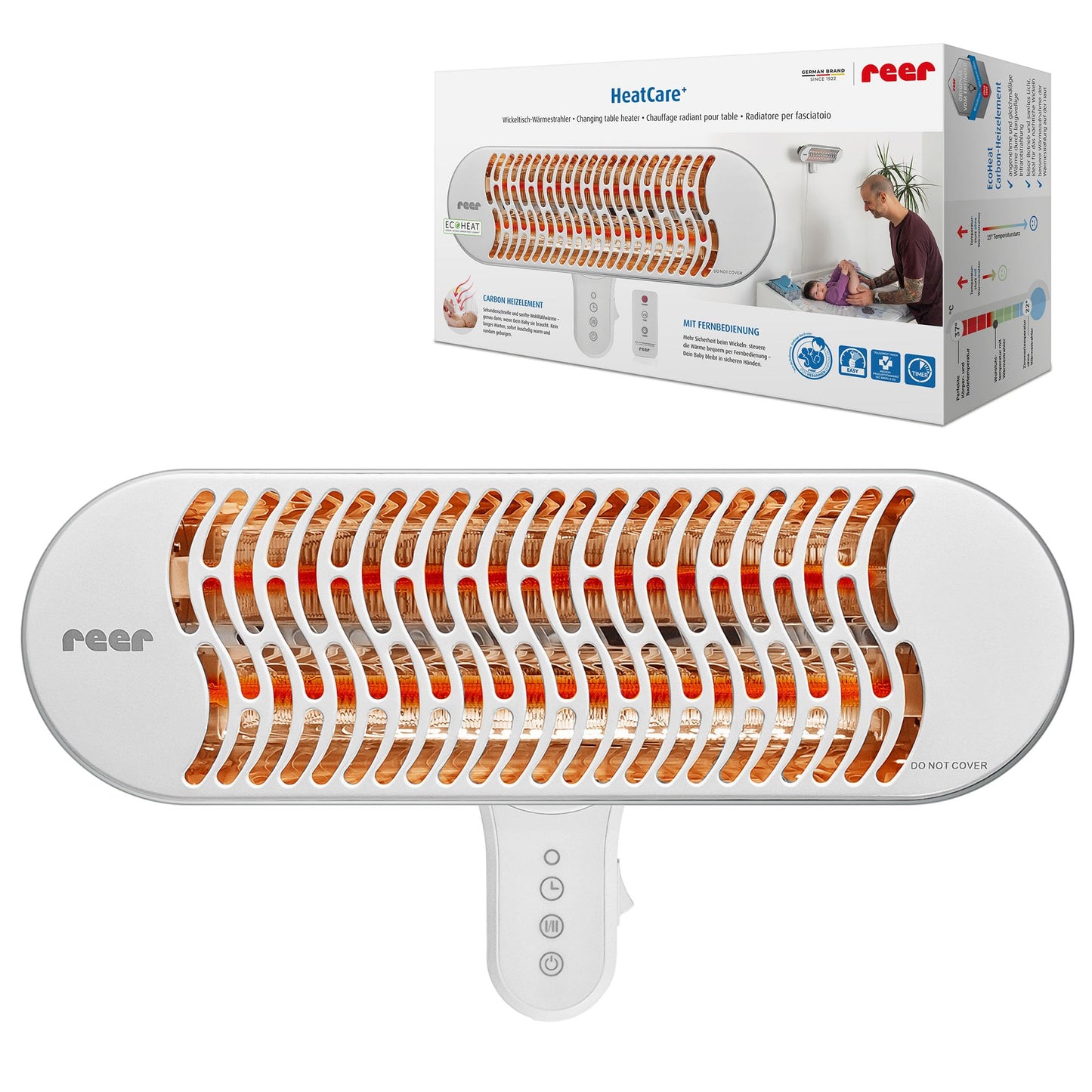 Heizstrahler - Heater for Wall Mounting, 2 Heat Settings, Timer, Medical Standard Tested