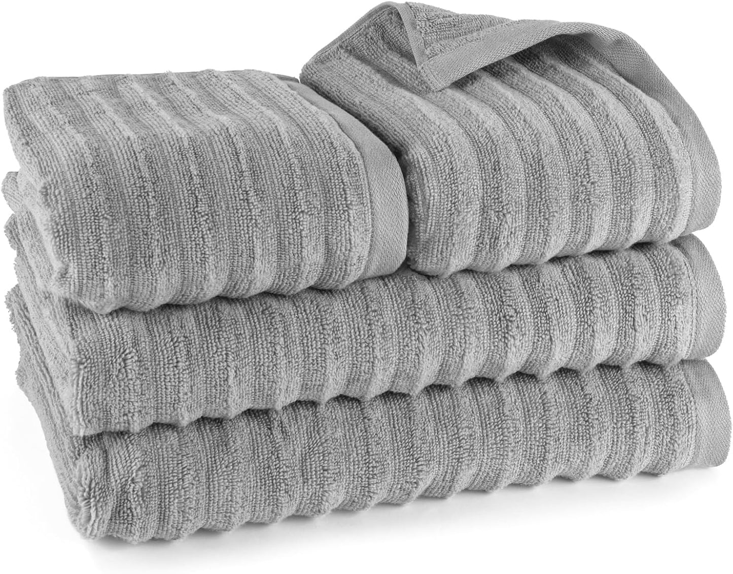 Pure Label 6-Piece Hand Towel Set with Hanging Loops Made of 100% Cotton, Absorbent and Soft, 2 x Bath Towels (70 x 140 cm), 2 x Hand Towels (50 x 100 cm), 2 x Guest Towels (30 x 50 cm),