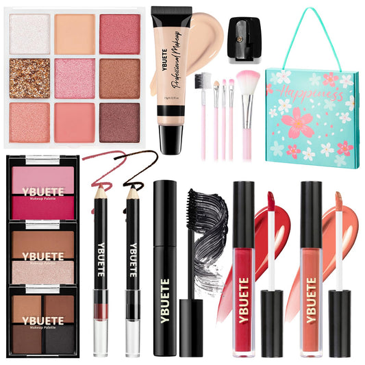 YBUETE Make-up Set für Teenager, Mädchen und Frauen - Tragbares Reise-Kosmetik-Set für Anfänger und Profis