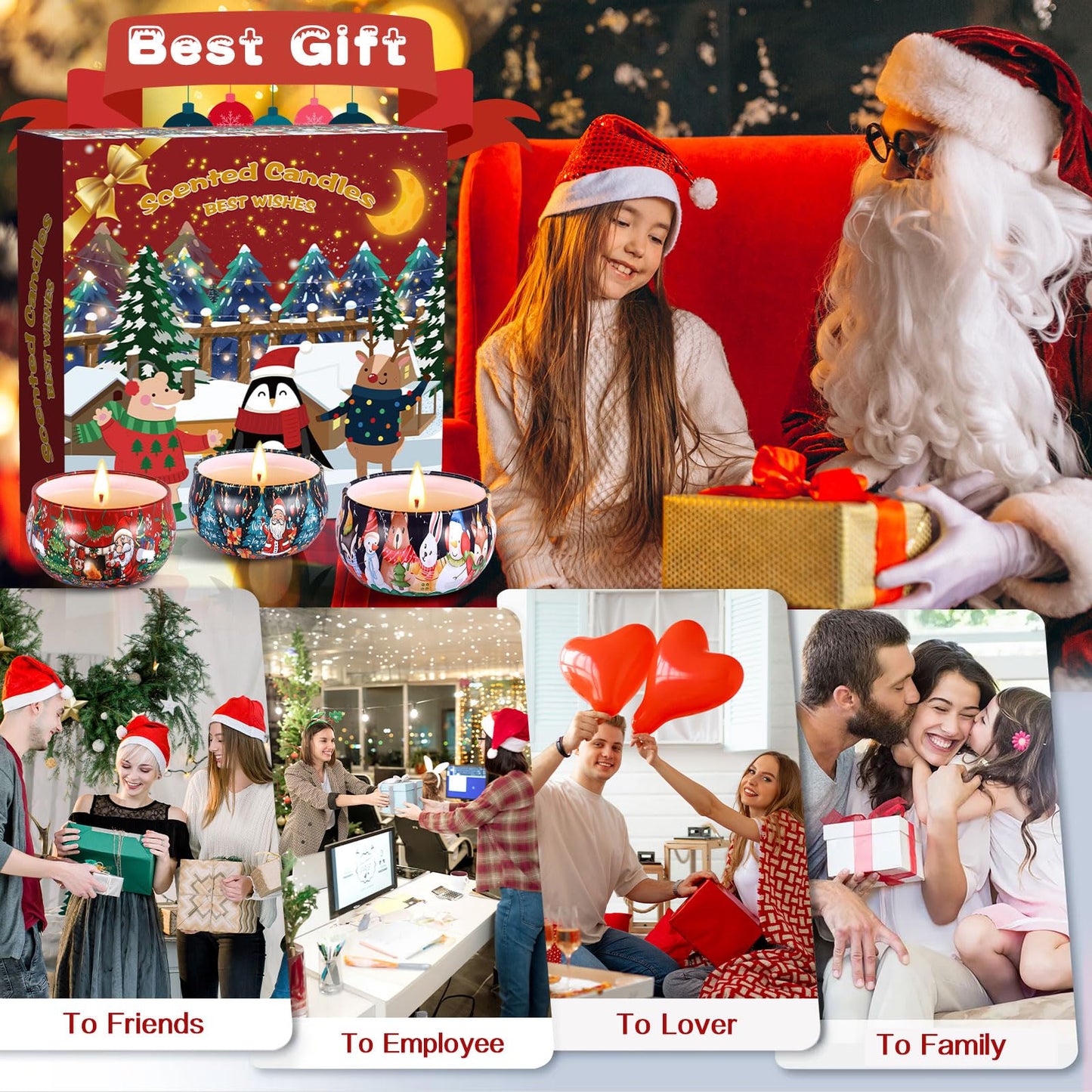 Duftkerze Set,12 Stück Christmas Scented Candle ,Natürliches Sojawachs Kerzen ,Aromatherapie Weihnachtskerzen Aroma für Stressabbau