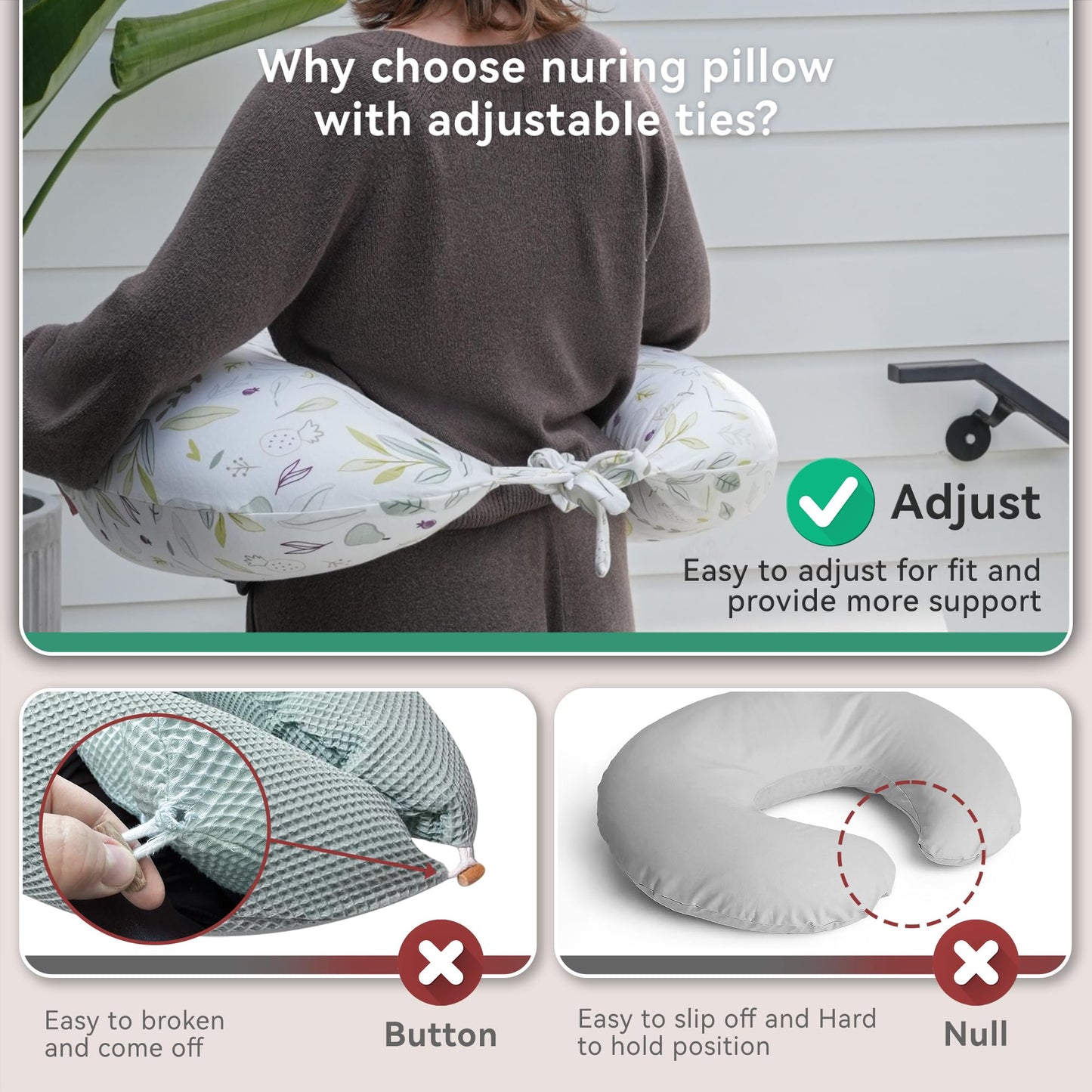 Nursing Pillow, Versatile Plus Size Positioning Pillow, Pregnancy Pillow for Baby and Adults, Side Sleeper Pillow with Washable