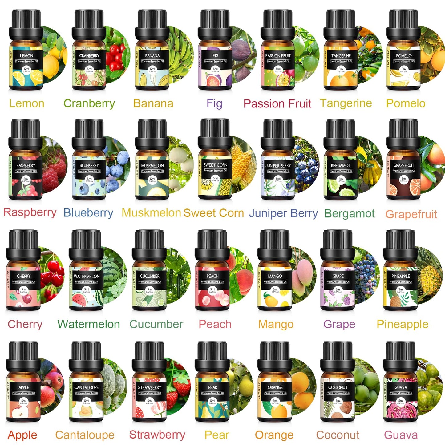 AESHORY 14 x 5 ml Hotel Essential Oils Set, Aroma Diffuser Oil Fragrance for Humidifier, Fresh Air