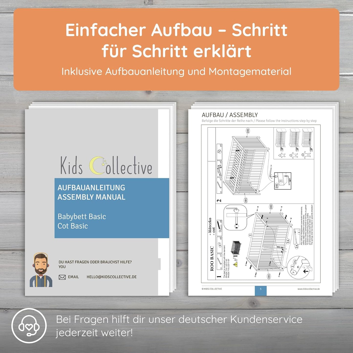 Kids Collective Baby Cot Bed 60x120 | 70x140 cm Height Adjustable