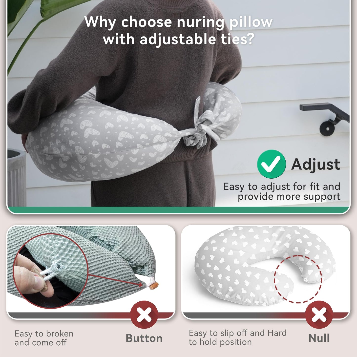Nursing Pillow, Versatile Plus Size Positioning Pillow, Pregnancy Pillow for Baby and Adults, Side Sleeper Pillow with Washable