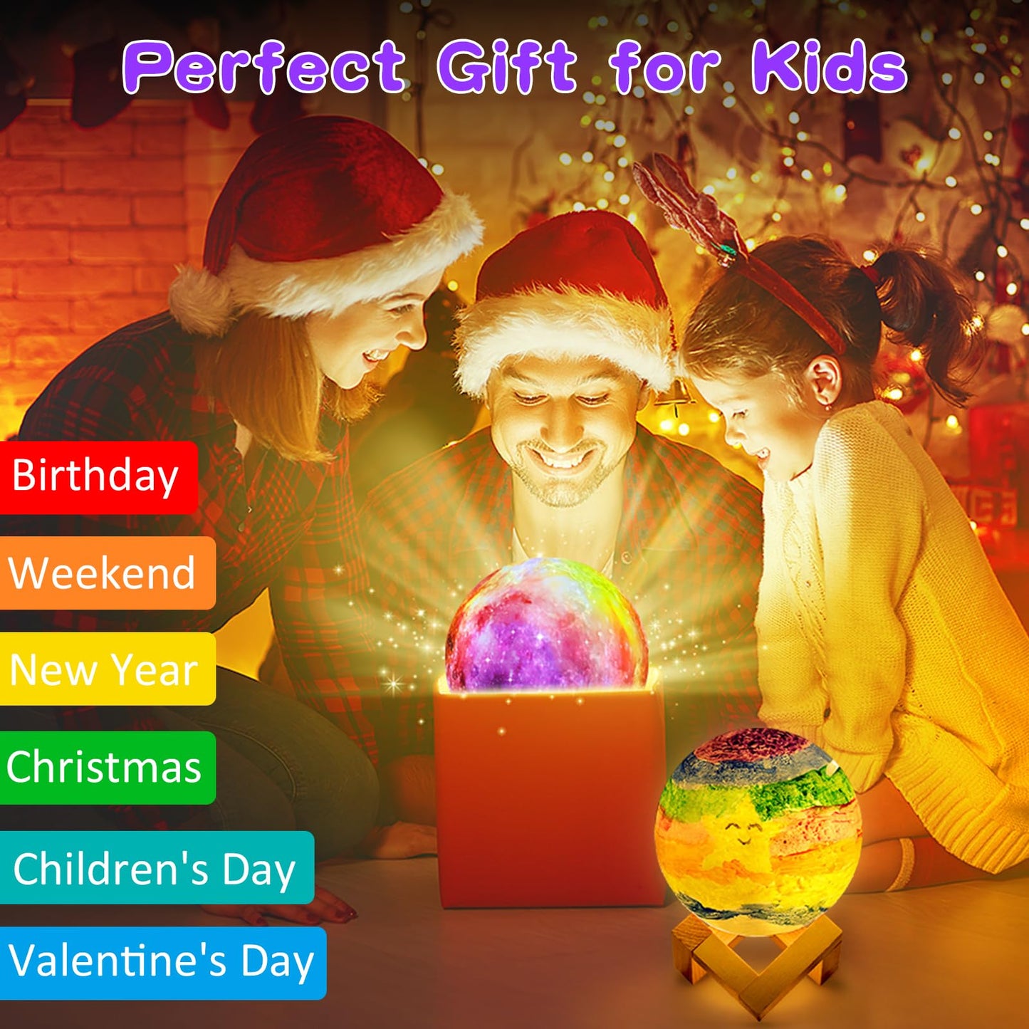 Balkwan Moon Lamp 3D Print - Dimmable USB Charging Touch Lamp for Children and Lovers - Romantic Gift for Birthday and Bedroom (3.5 Inch)