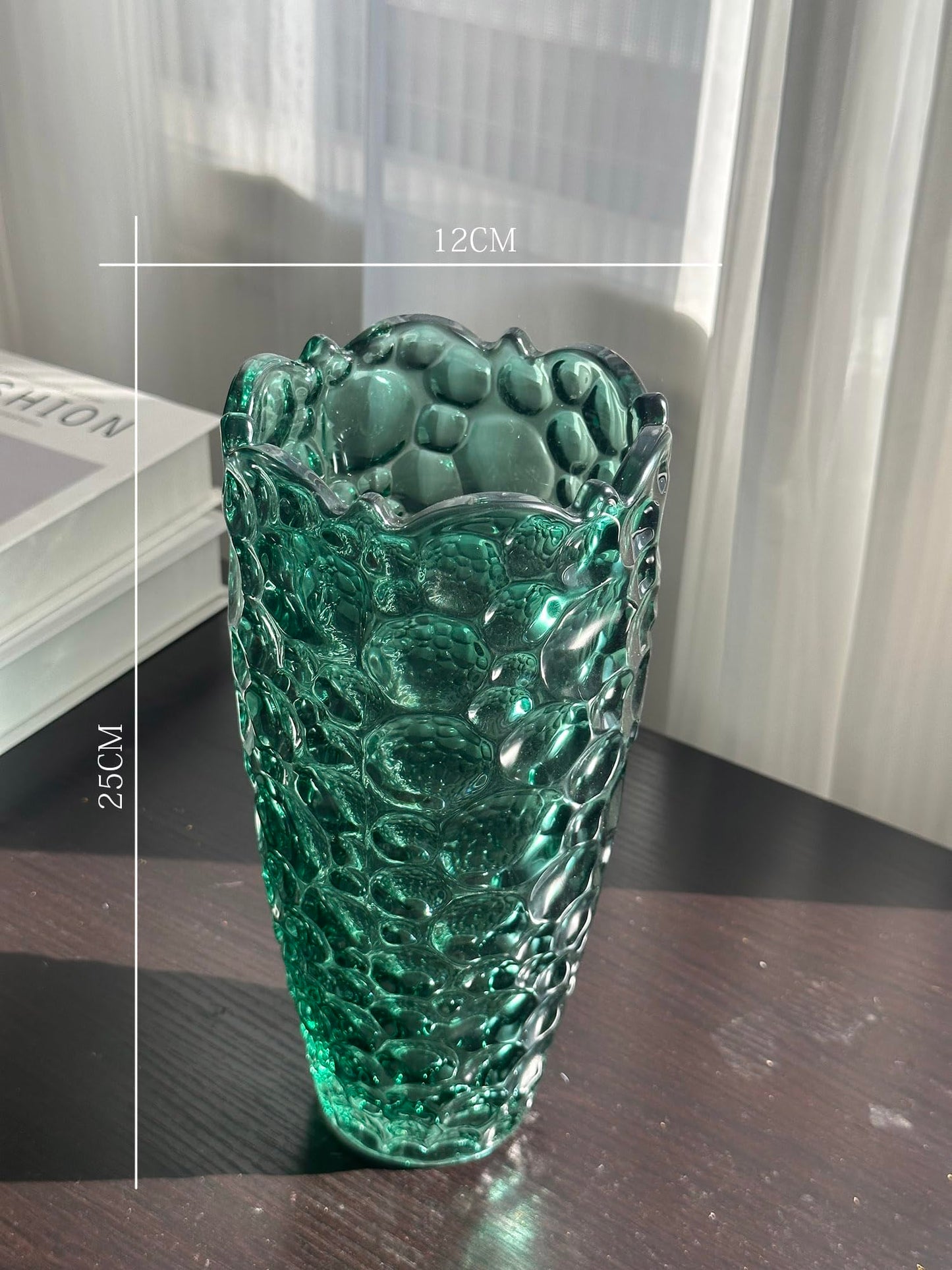 Black Grey Vase, Flower Vase, Large Tall Glass Vases for Decoration, Aesthetic, Large Glass Vase with Ribbed Texture, Modern Living Room, Black Art Decoration