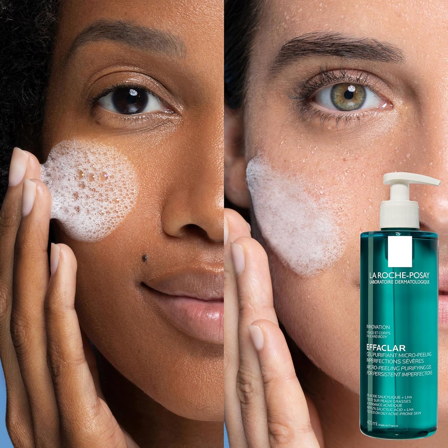 La Roche Posay Micro Exfoliating Cleansing Gel for Face and Body, for Blemished Oily Skin, Gently Exfoliating, with LHA, Salicylic Acid, Glycerine and Zinc, 400 ml