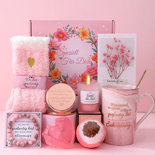 Geburtstagsgeschenk für Frauen, Geburtstagsgeschenk für Mama, Freundin, Schwester, Beste Freundin Kaffeebecher und Geschenkset Bad-Entspannung