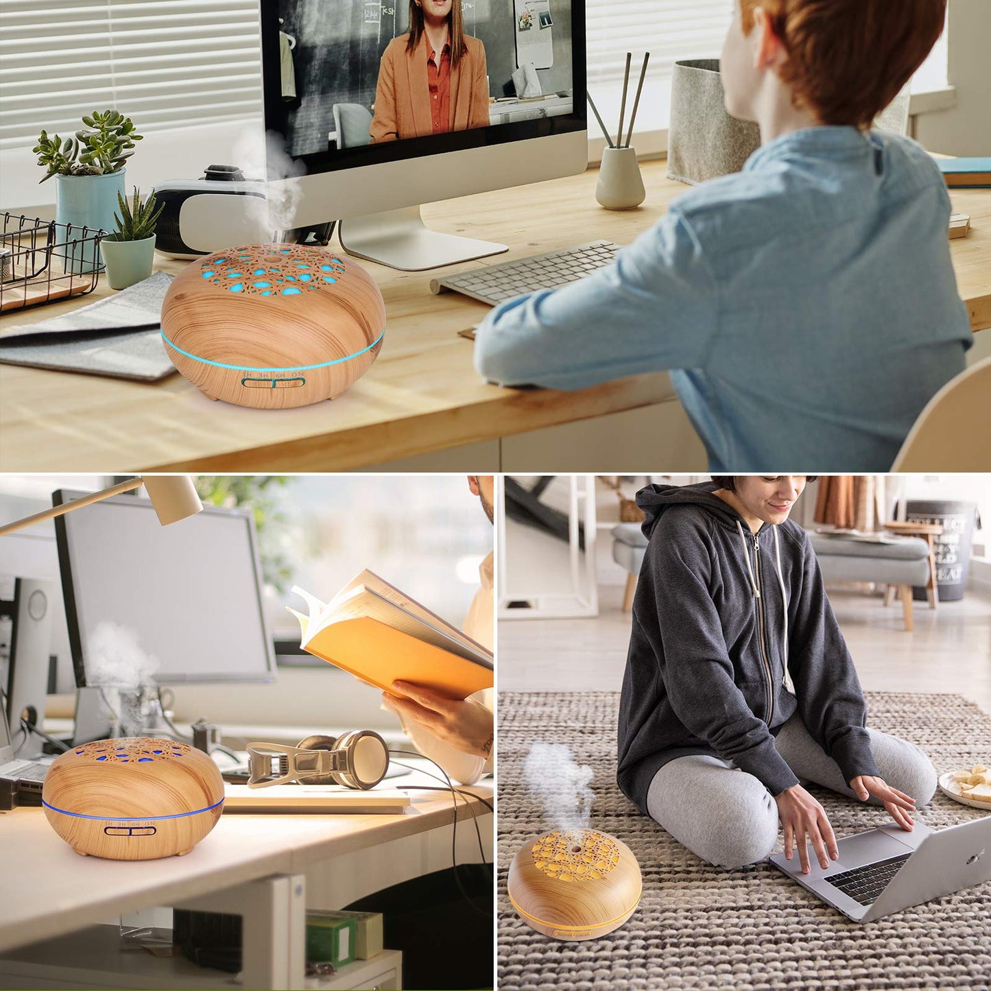 Aroma Diffuser Luftbefeuchter 550ml mit Fernbedienung, Ultraschall Vernebler Duftlampe Öle Diffusor mit 7 Farben LED Wasserlose Abschaltautomatik