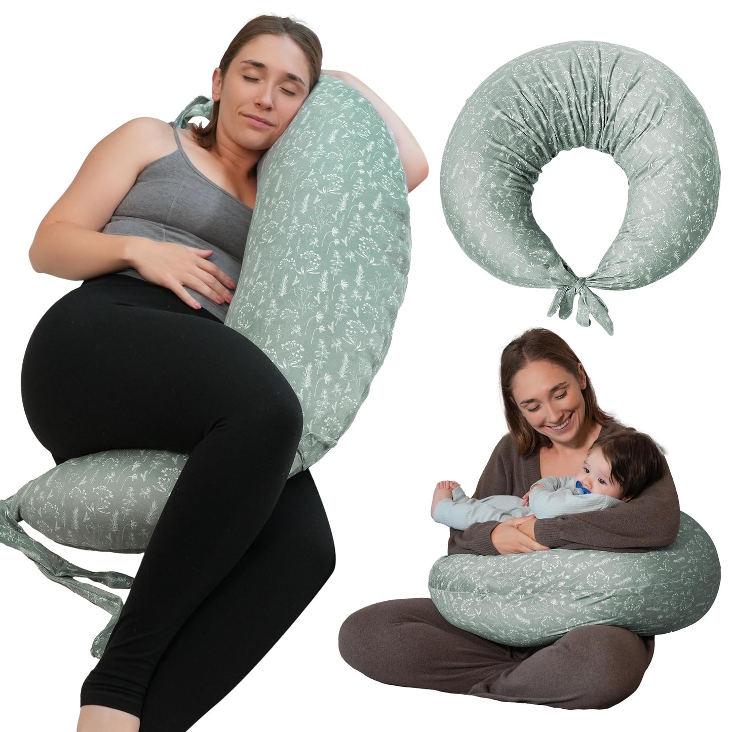 Nursing Pillow, Versatile Plus Size Positioning Pillow, Pregnancy Pillow for Baby and Adults, Side Sleeper Pillow with Washable