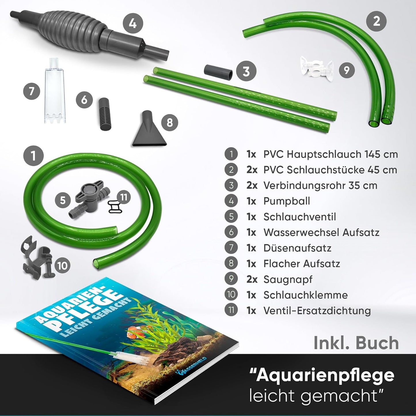 Aquarium Water Change - Aquarium Cleaning Set & Aquarium Suction for Gravel & Sand with Hose Valve -