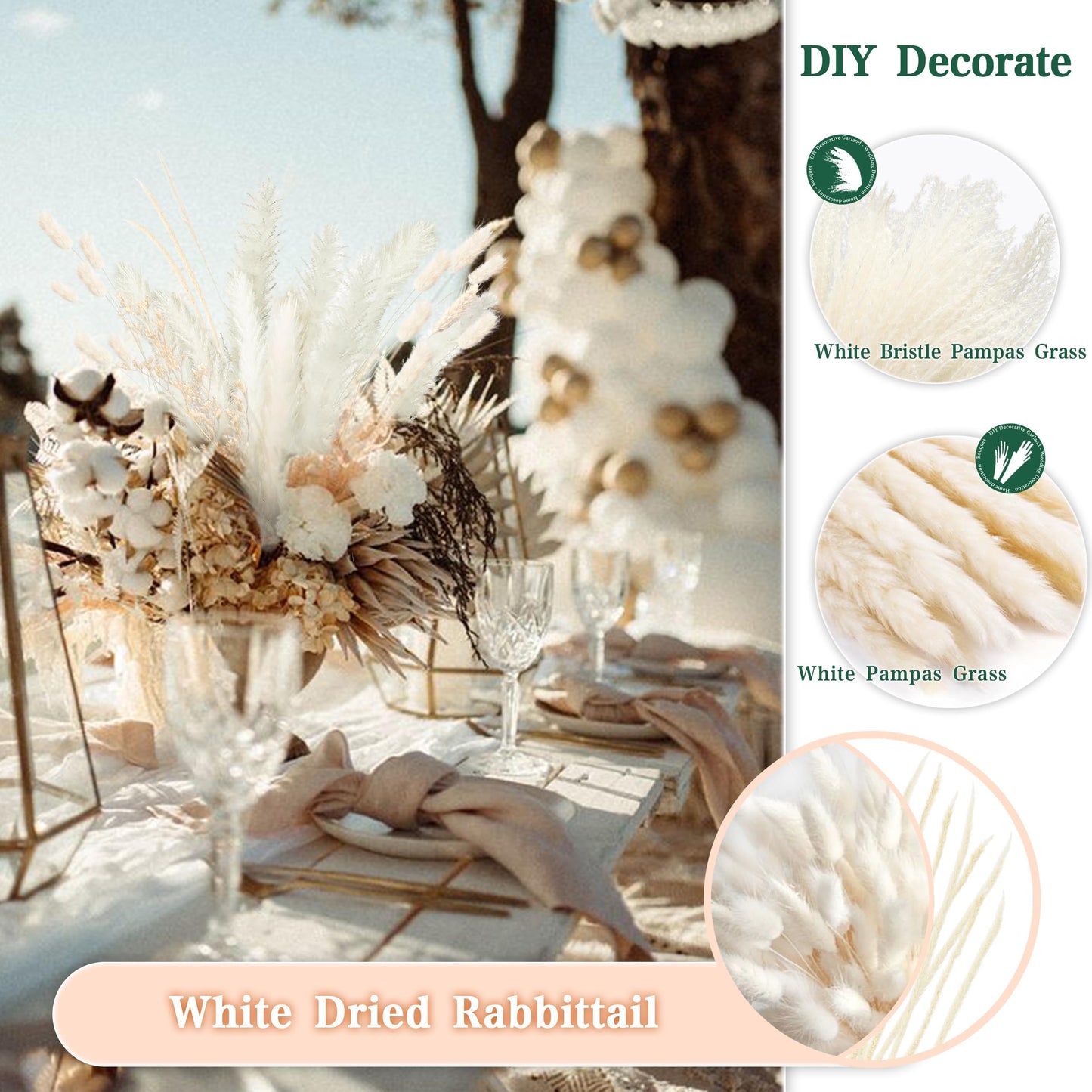 Pampasgras Getrocknet - Natürliche, Braun, Trockenblumen Strauß Dried Flowers, für Heim Decor