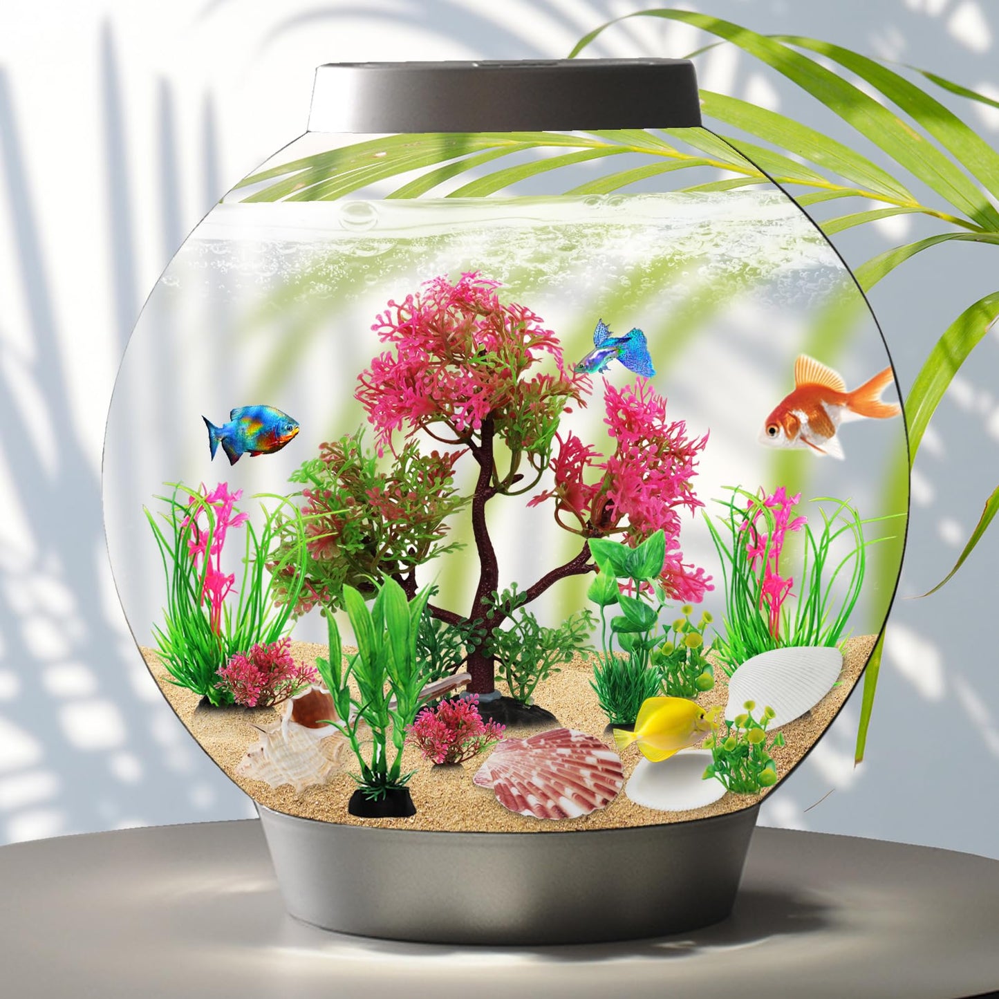 Pack of 10 Artificial Plants Aquarium Decoration Green Plastic Plants