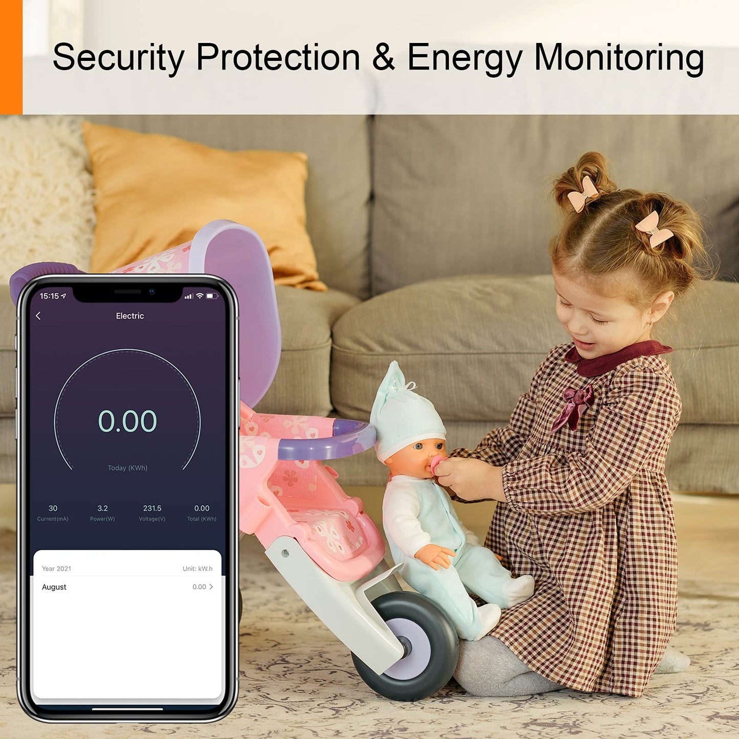 WLAN Smart Socket with Current Measurement 16 A, Smart Home Socket Compatible with Alexa/Google Home, Power Consumption Measurement, Voice Control, App Remote Control