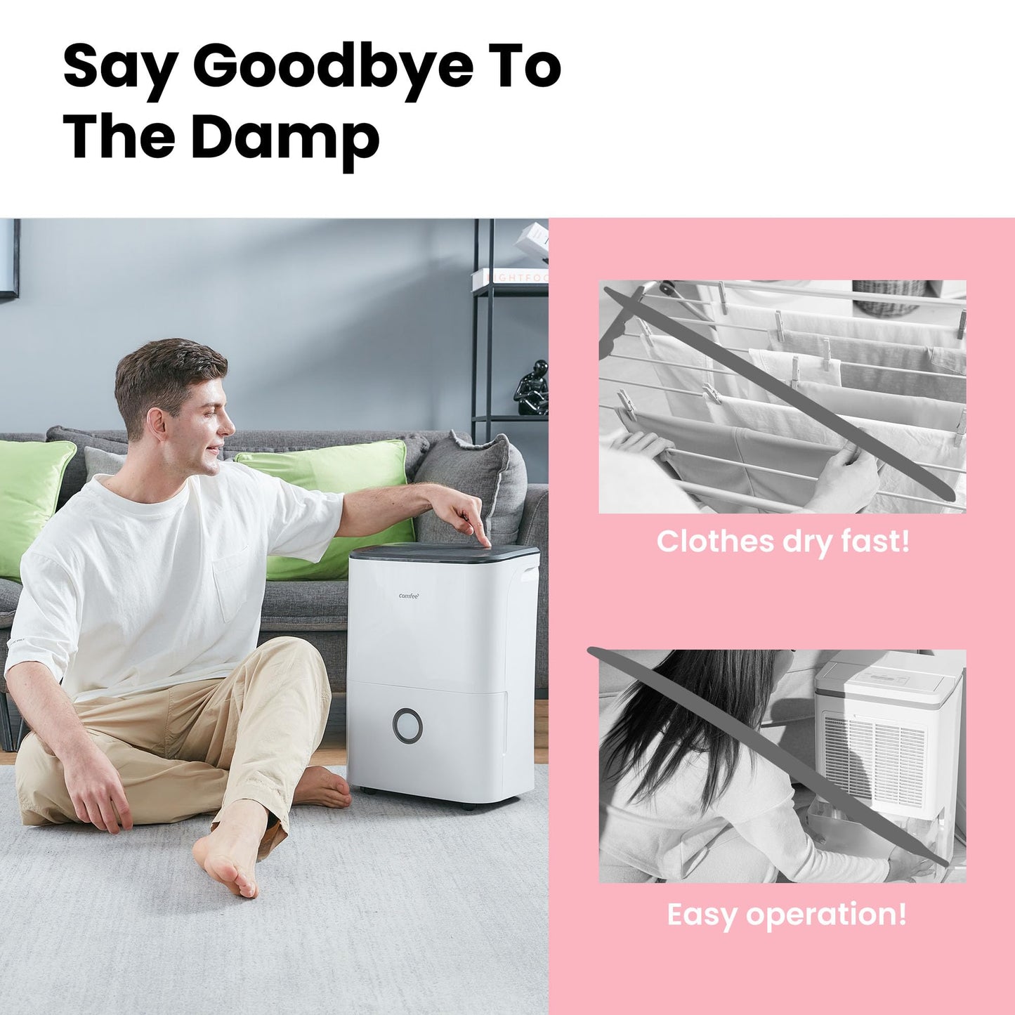 Luftentfeuchter, Dehumidifier 10 L/24 hr, Room Size Approx. 50 m³ (20 m²), LED Display