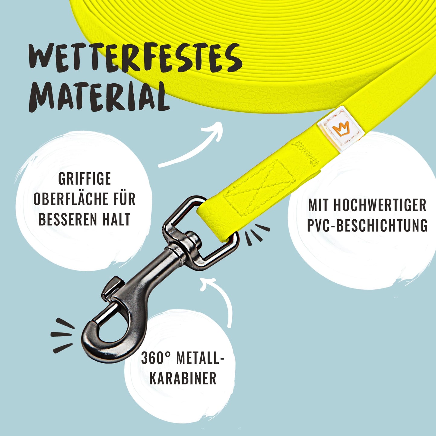 Rudelkönig Schleppleine 5m für Hunde - Robuste & wetterfeste Hundeleine für eine erfolgreiche Hundeerziehung