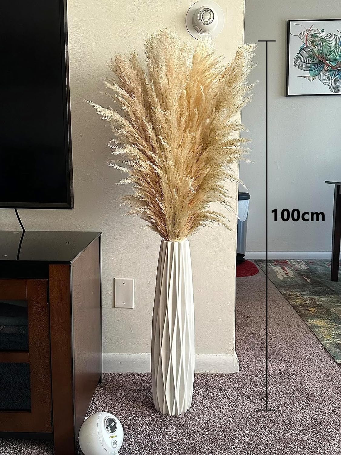 15 Stück 100cm Pampasgras Groß, Natürliche & Flauschige Trockenblumenstrauß Pampasgras XXL, für Boho-Wohnkultur, Wanddekoration, Tisch, Hochzeits, Schlafzimmer