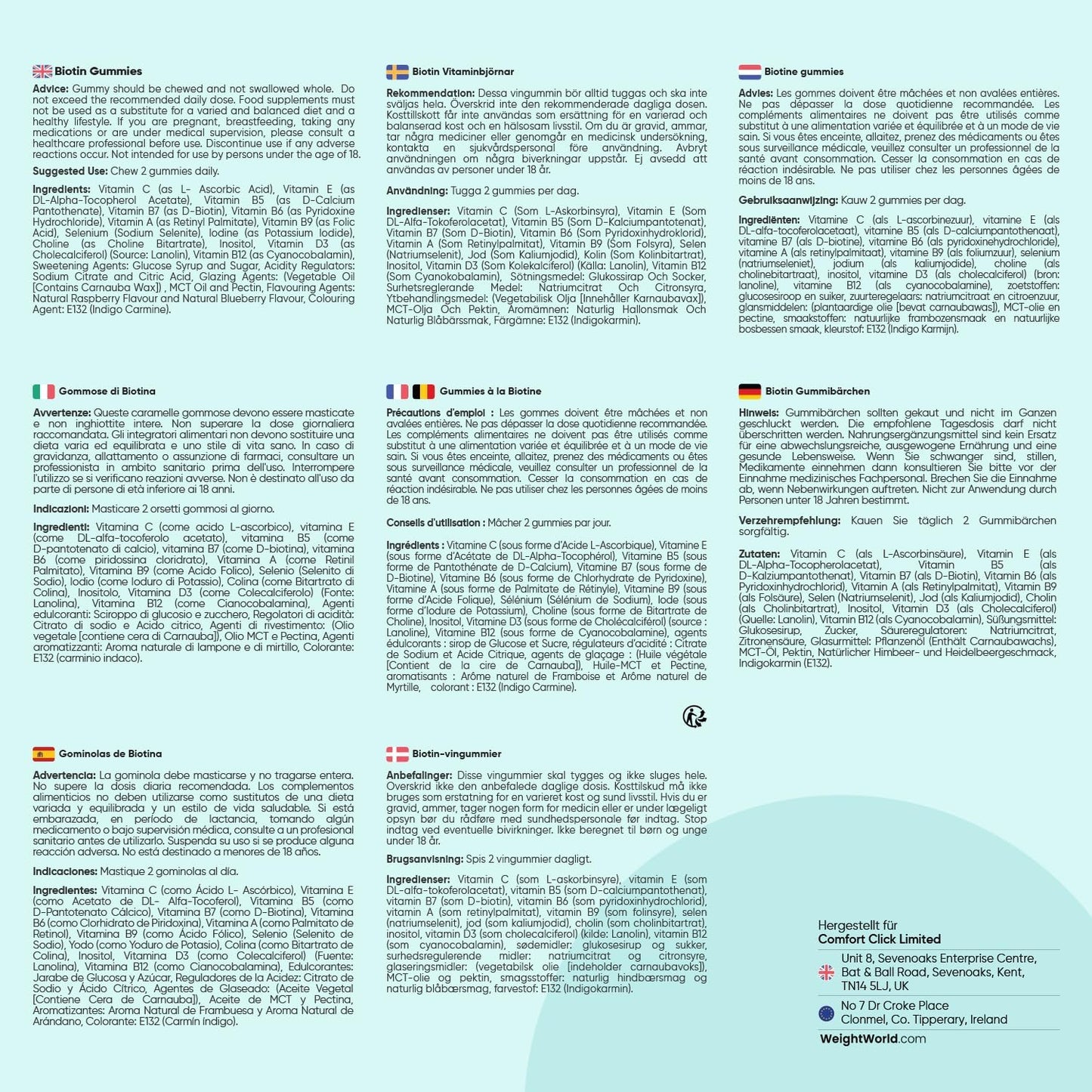 Biotin Gummy Bears for Skin Hair Nails - with 5000mcg Biotin with Folic Acid, Selenium, Iodine, Vitamin A, B12, E - Vegetarian & Without Gelatine - 120 Hair Gummies