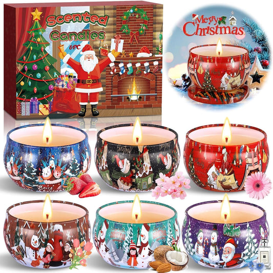 Candle Gifts for Women, Christmas Scented Candle, Pack of 6 Natural Soy Wax Aroma Candle
