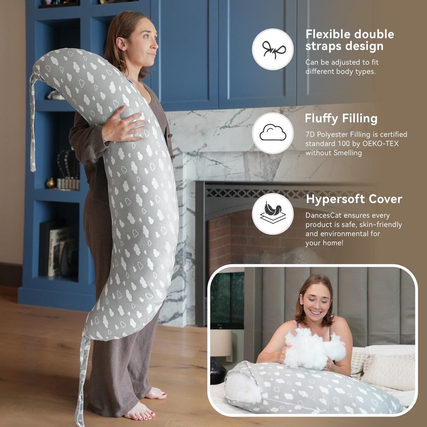 Nursing Pillow, Versatile Plus Size Positioning Pillow, Pregnancy Pillow for Baby and Adults, Side Sleeper Pillow with Washable