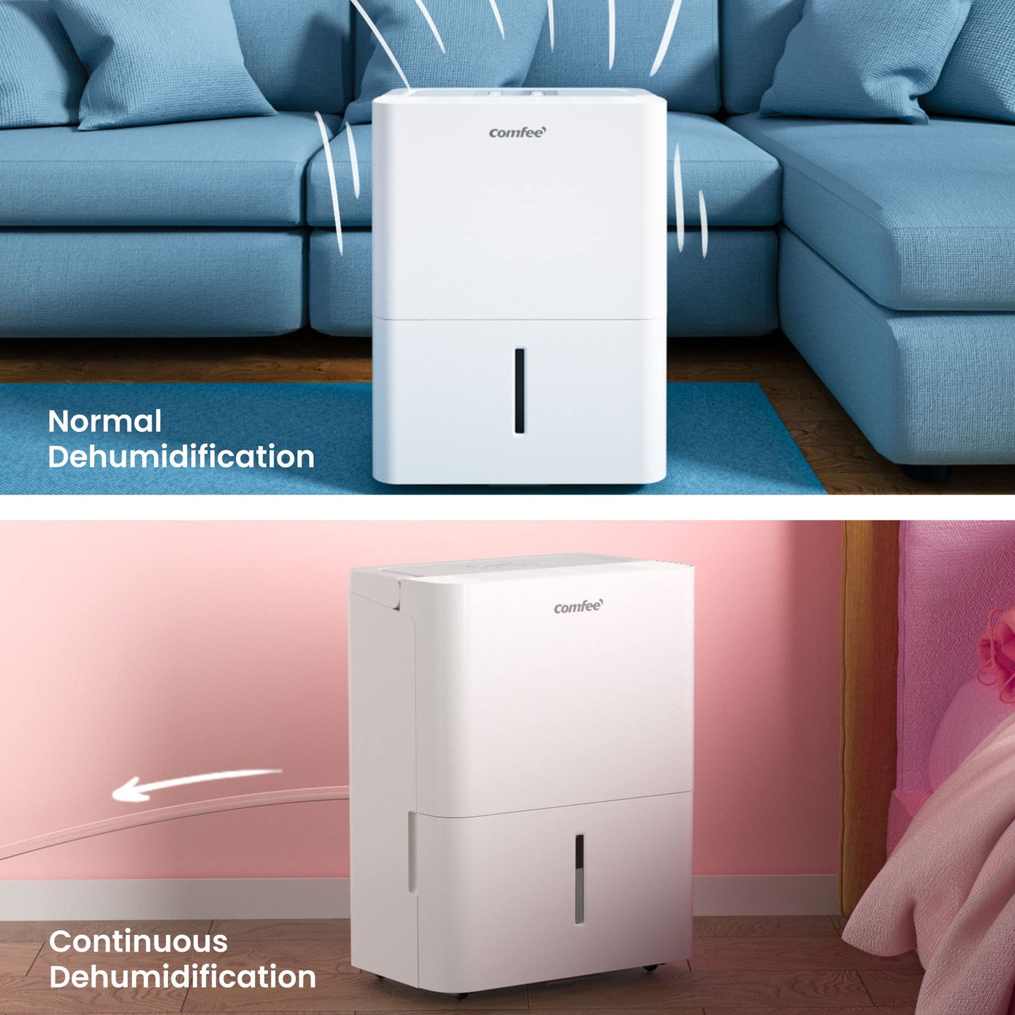 Luftentfeuchter, Dehumidifier 10 L/24 hr, Room Size Approx. 50 m³ (20 m²), LED Display