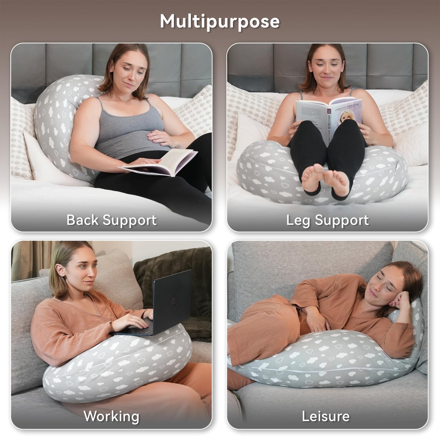 Nursing Pillow, Versatile Plus Size Positioning Pillow, Pregnancy Pillow for Baby and Adults, Side Sleeper Pillow with Washable