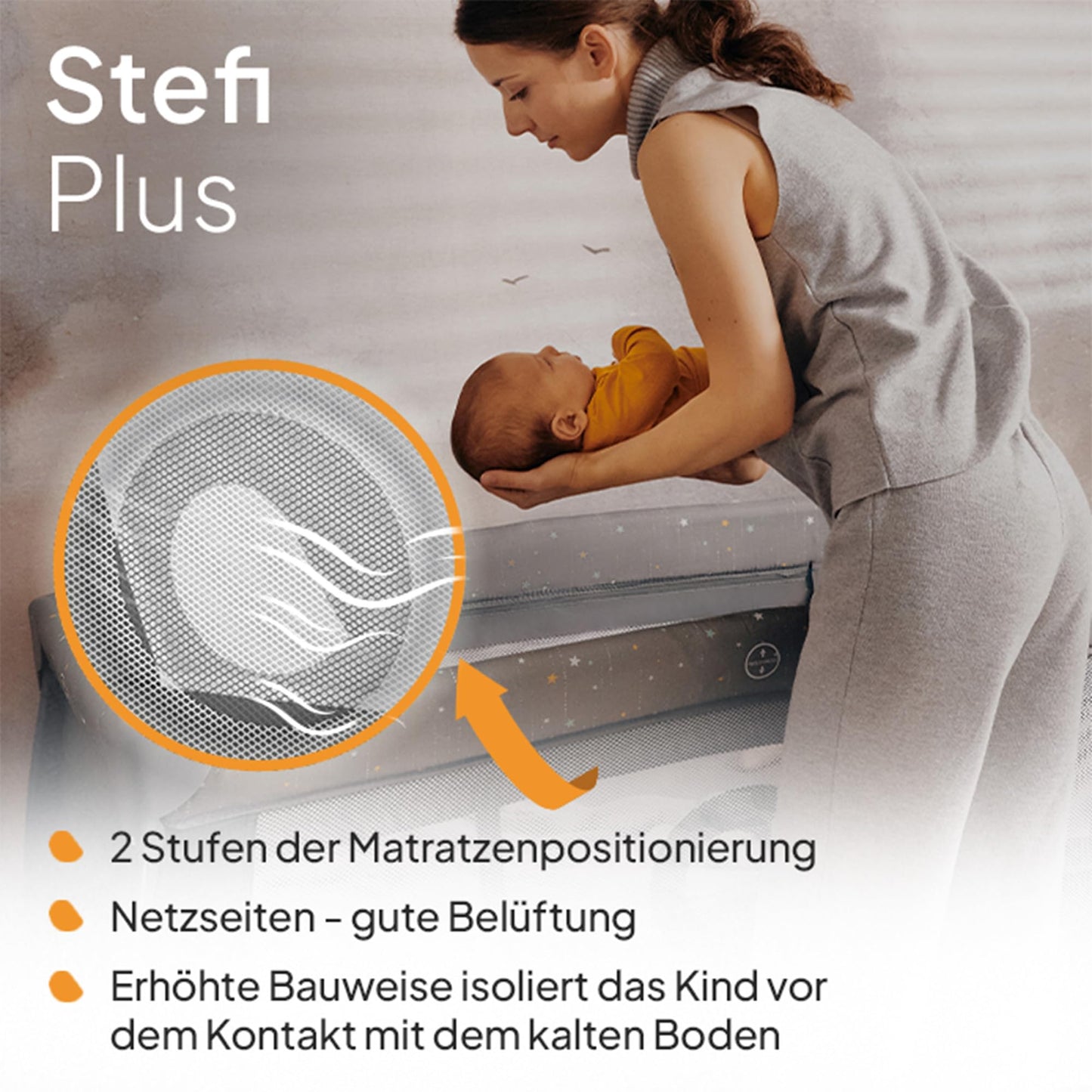 Reisebett bis 15 kg Babybett Kinderreisebett mit Matratze Seitlicher Eingang mit Reißverschluss