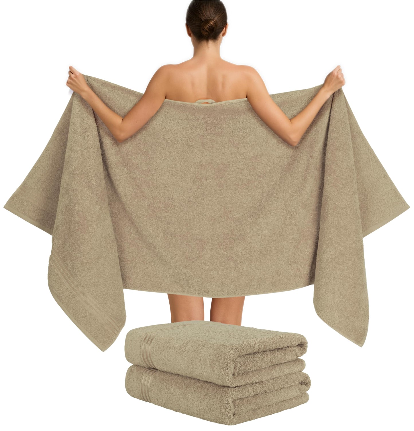 6-Piece Hand Towel Set, 100% Cotton, Soft, Absorbent, Quality Hand Towels Set, 2 Bath Towels 70 x 140 cm, 4 Hand Towels 50 x 100 cm, White