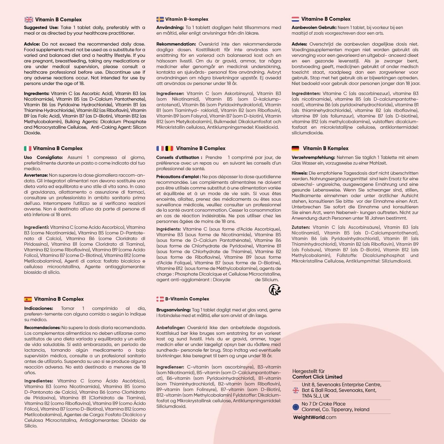 Vitamin B Complex - With Vitamin C - 365 Tablets - All 8 B Vitamins (B1, B2, B3, B5, B6, B7, B9, B12) - 1 Year Supply - Nervous System, Metabolism, Mental Function - Niacin, Biotin, Folic Acid