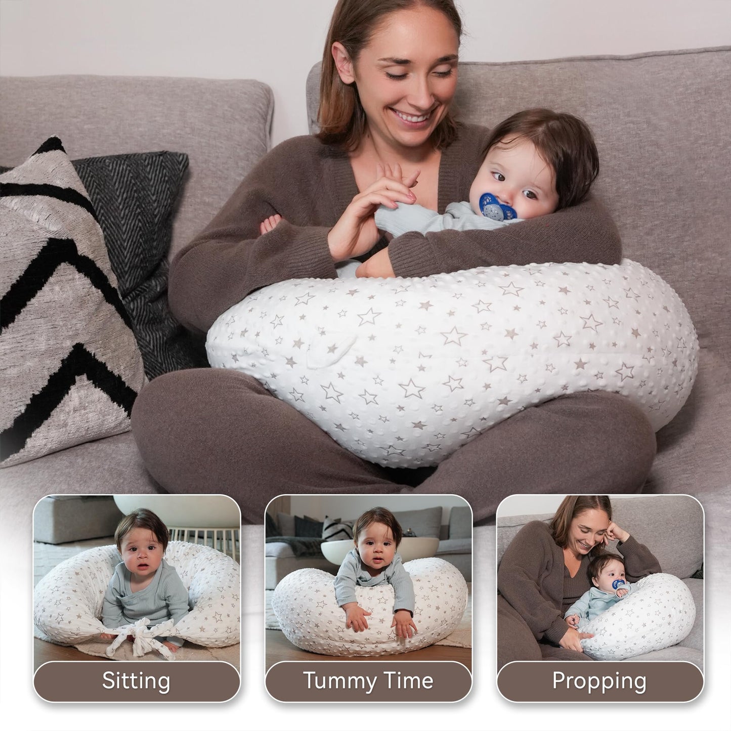 Nursing Pillow, Versatile Plus Size Positioning Pillow, Pregnancy Pillow for Baby and Adults, Side Sleeper Pillow with Washable