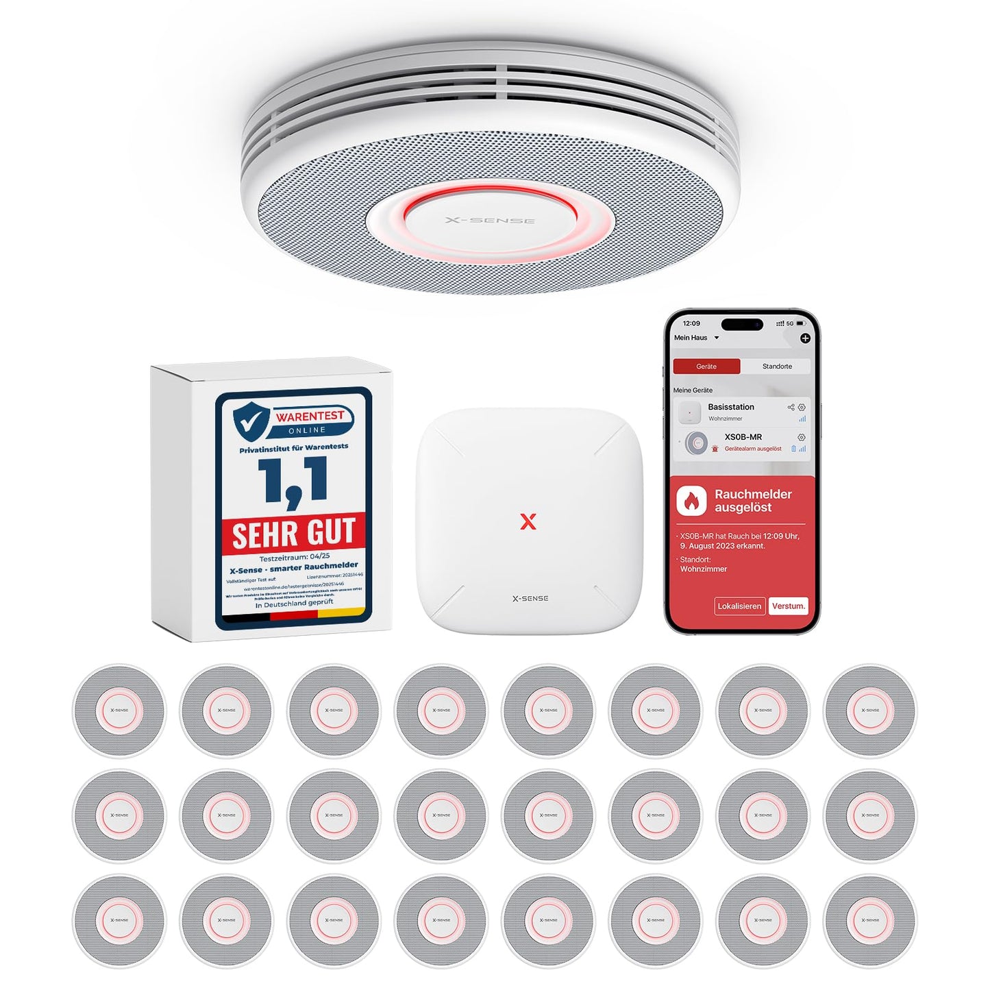 X-Sense Smarter Rauchmelder WLAN mit Sprachausgabe und 17 Standorten, Feuermelder, Rauchmelder , Brandmelder 6 Stück