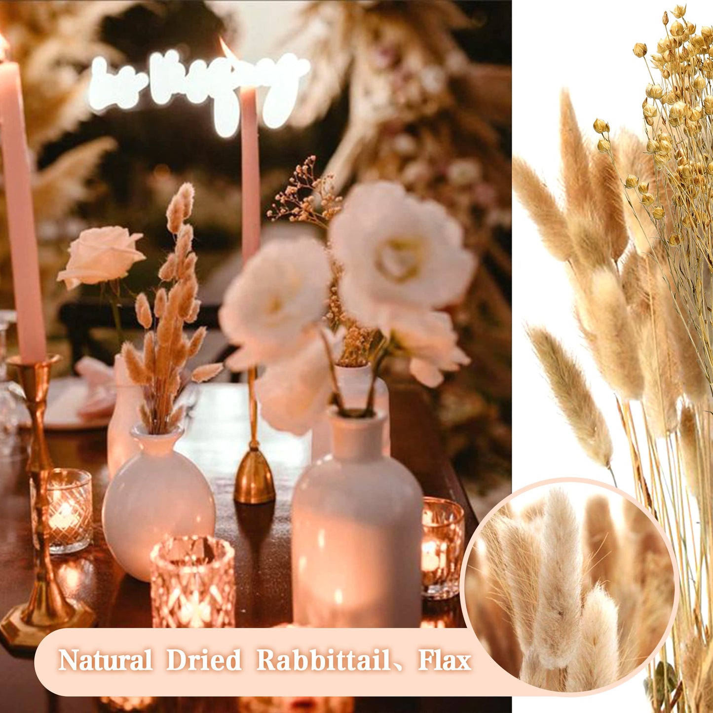 Pampasgras Getrocknet - Natürliche, Braun, Trockenblumen Strauß Dried Flowers, für Heim Decor