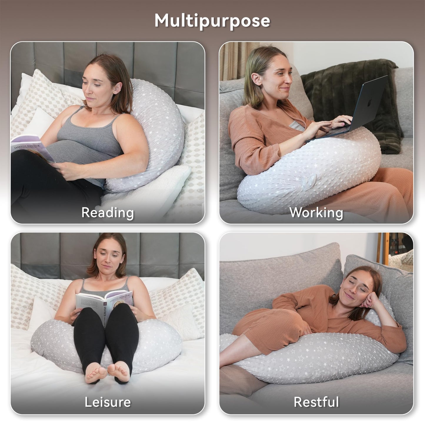 Nursing Pillow, Versatile Plus Size Positioning Pillow, Pregnancy Pillow for Baby and Adults, Side Sleeper Pillow with Washable
