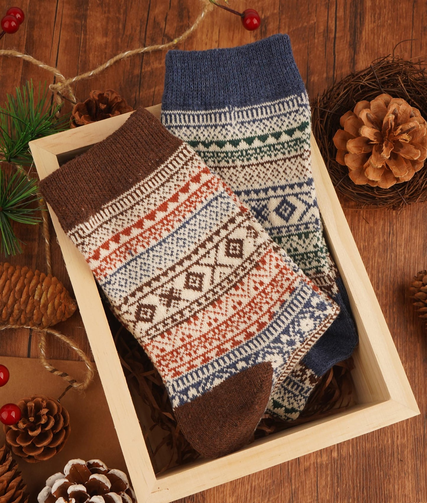 Wool Socks Women's 5 Pairs, Thick Winter Socks, Colourful Thermal Socks Gifts