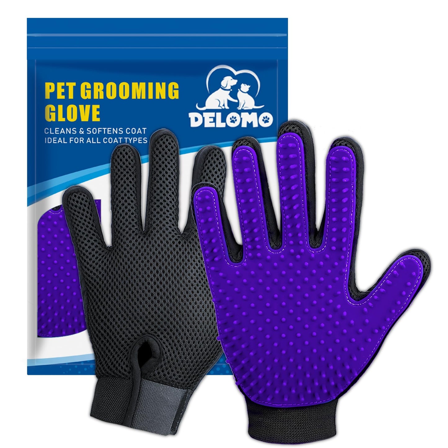 Pet Grooming Glove, Gentle Deshedding Brush - Efficient Pet Hair Remover Glove