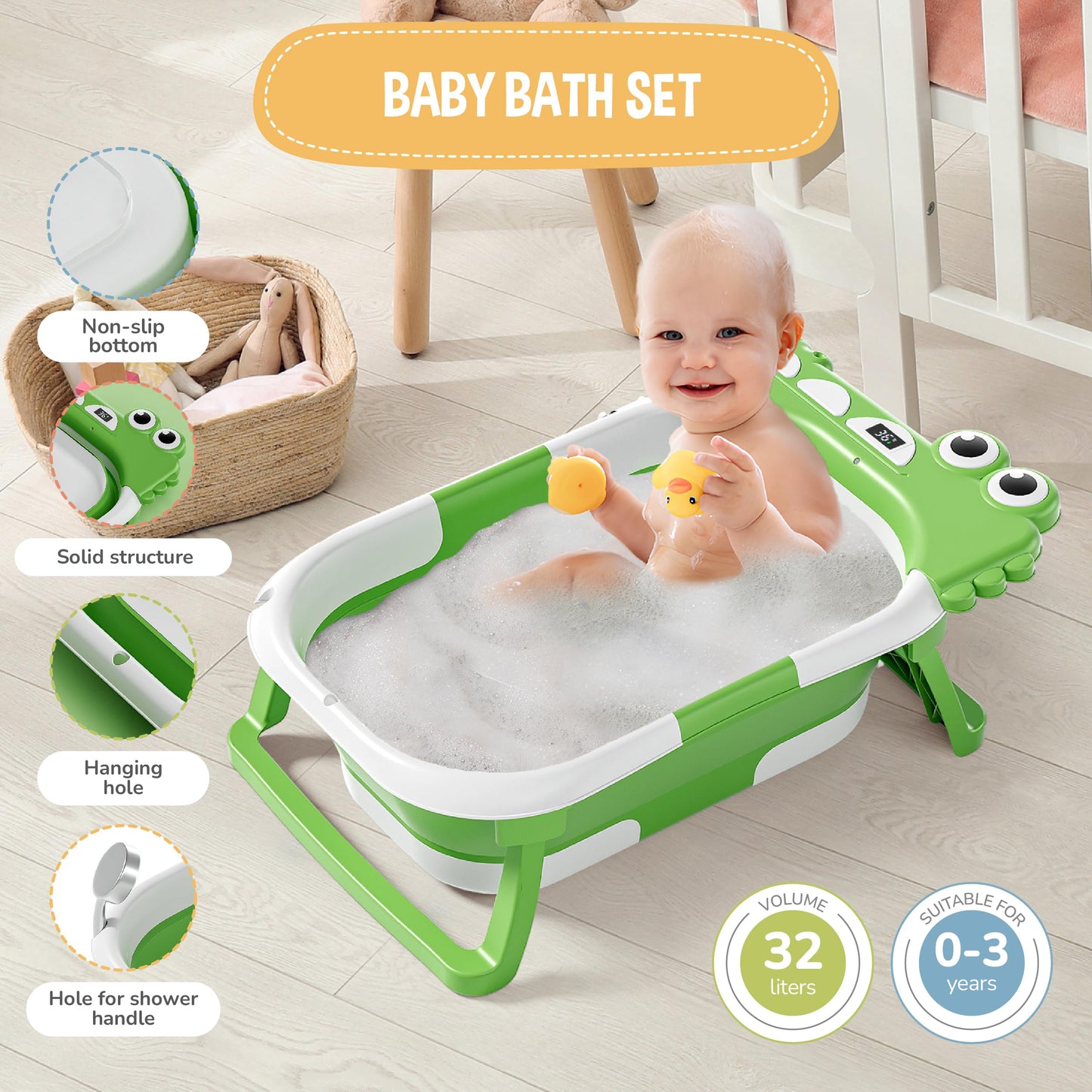Faltbar Baby Badewanne Mit Rutschfestem Badewannensitz