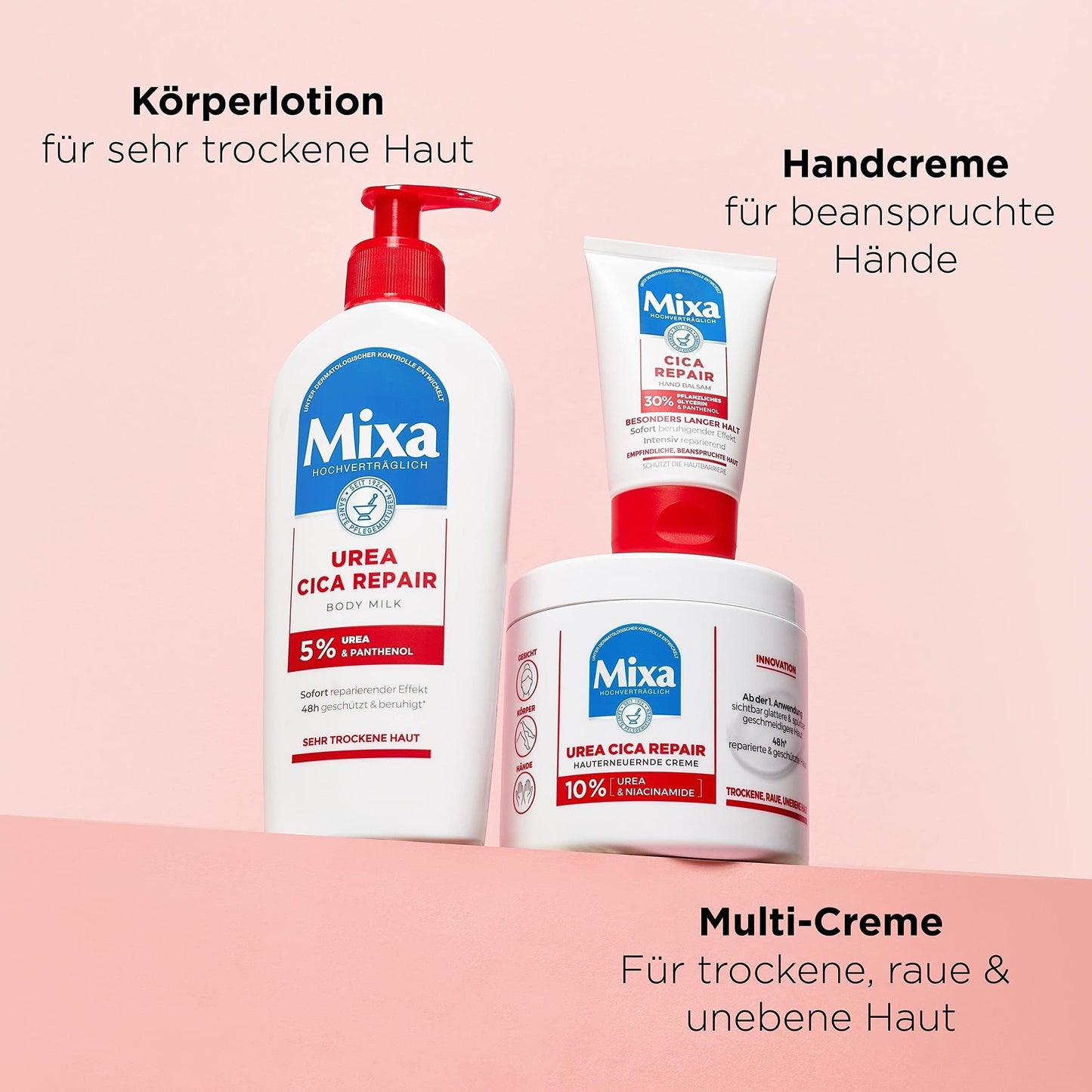 Mixa Urea hauterneuernde Creme mit Urea & Niacinamide, für trockene und raue und unebene Haut, repariert und glättet, Feuchtigkeitspflege für Hände und Gesicht