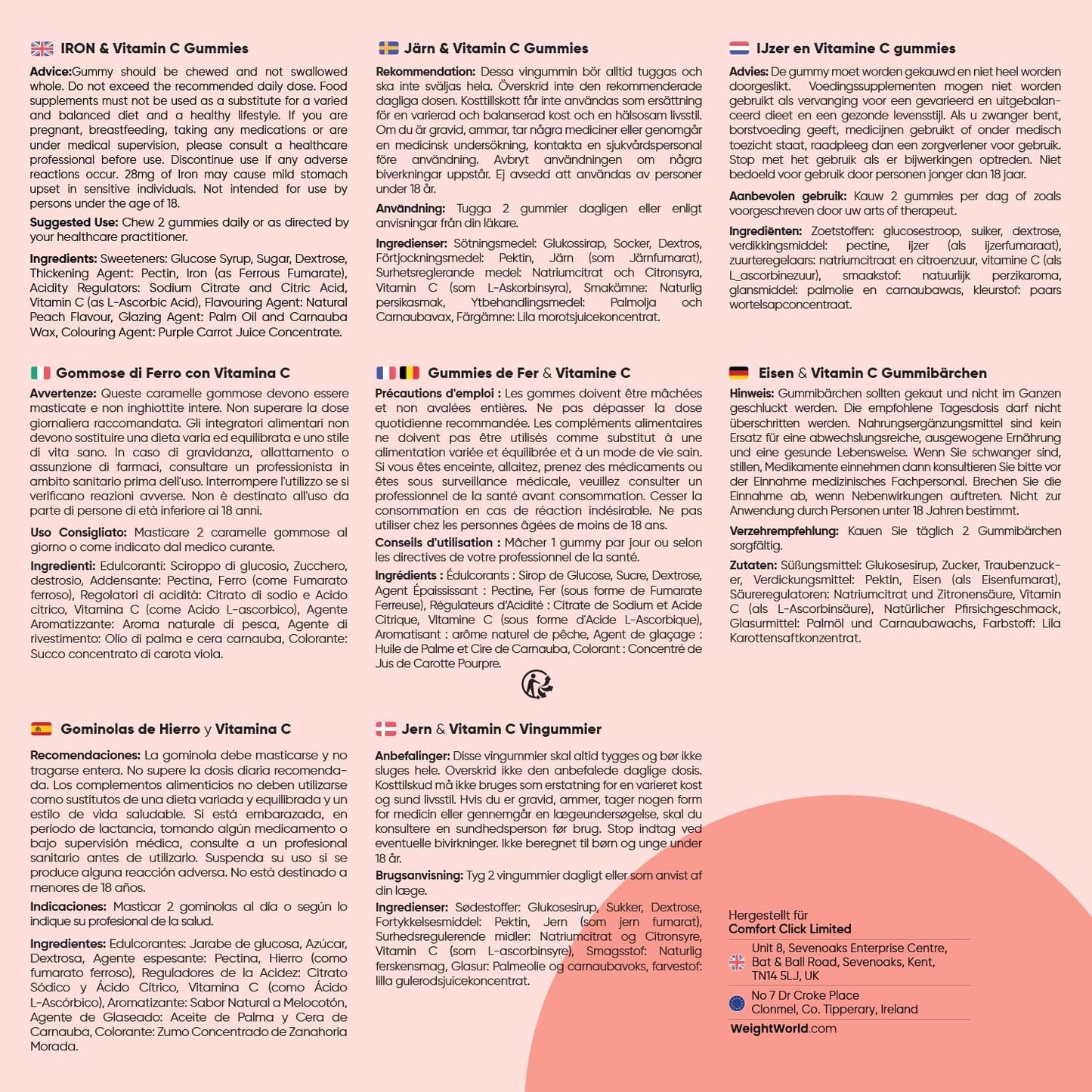Eisen & Vitamin C Gummy Bears - 2 Month Supply - 28mg Iron & 10mg Vit C - 120 Gummies - Iron & Vitamin C Contribute to Normal Energy Metabolism (EFSA) - Alternative to Iron Tablets