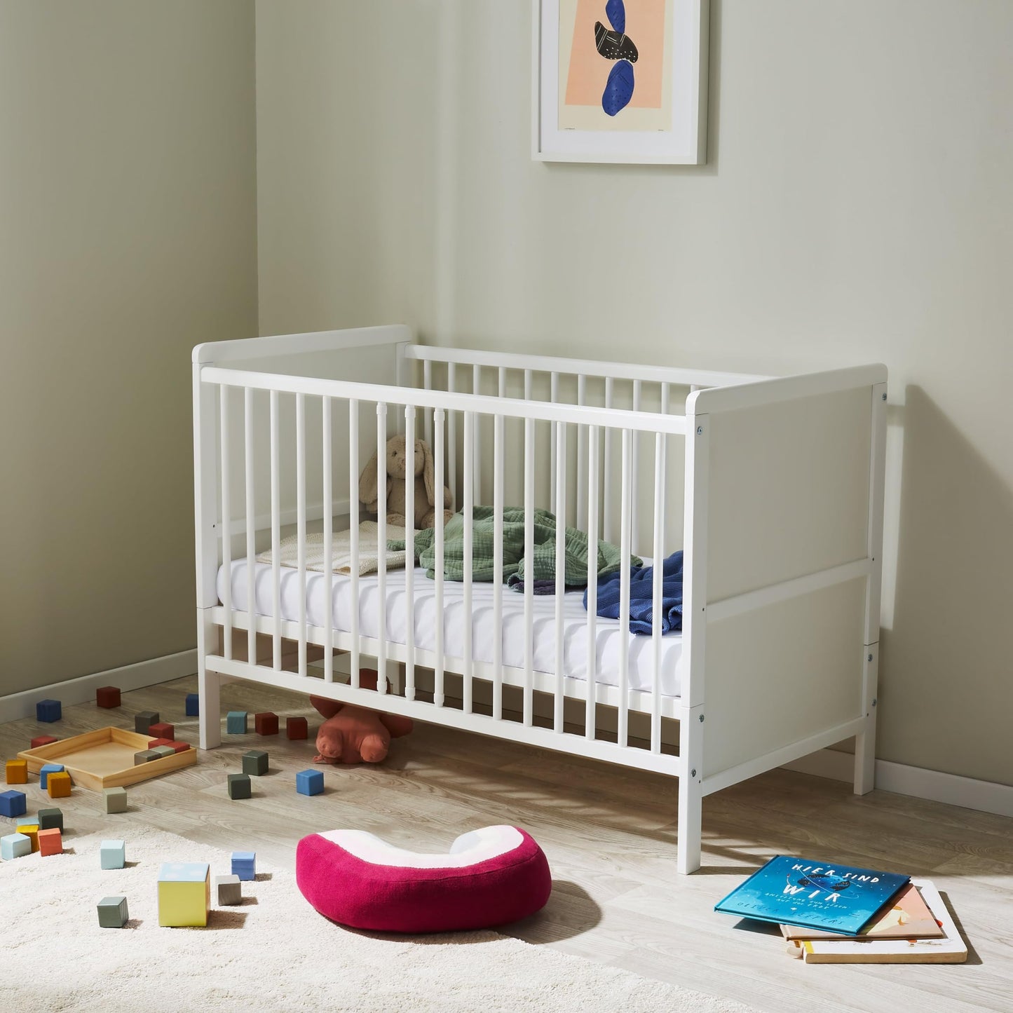 Kids Collective Babybett mitwachsend mit Matratze Kinderbett Gitterbett Beistellbett 60x120