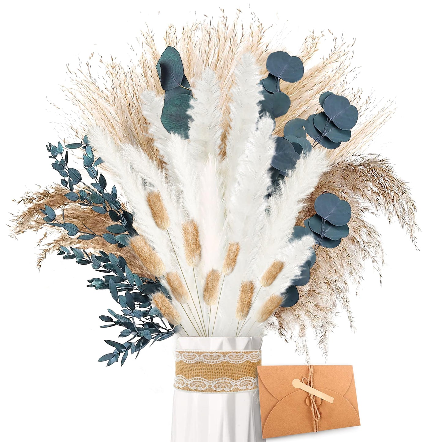 Pampasgras Getrocknet - Natürliche, Braun, Trockenblumen Strauß Dried Flowers, für Heim Decor