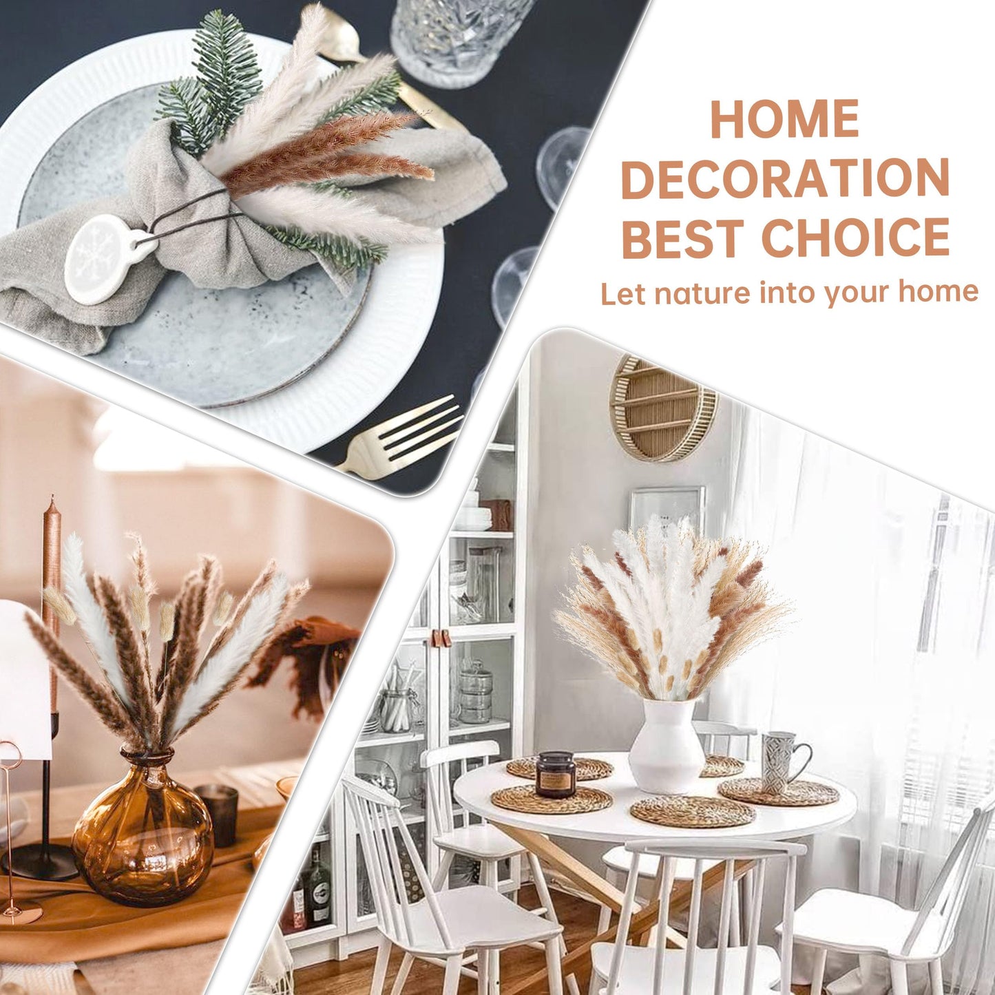 Pampasgras Getrocknet - Natürliche, Braun, Trockenblumen Strauß Dried Flowers, für Heim Decor