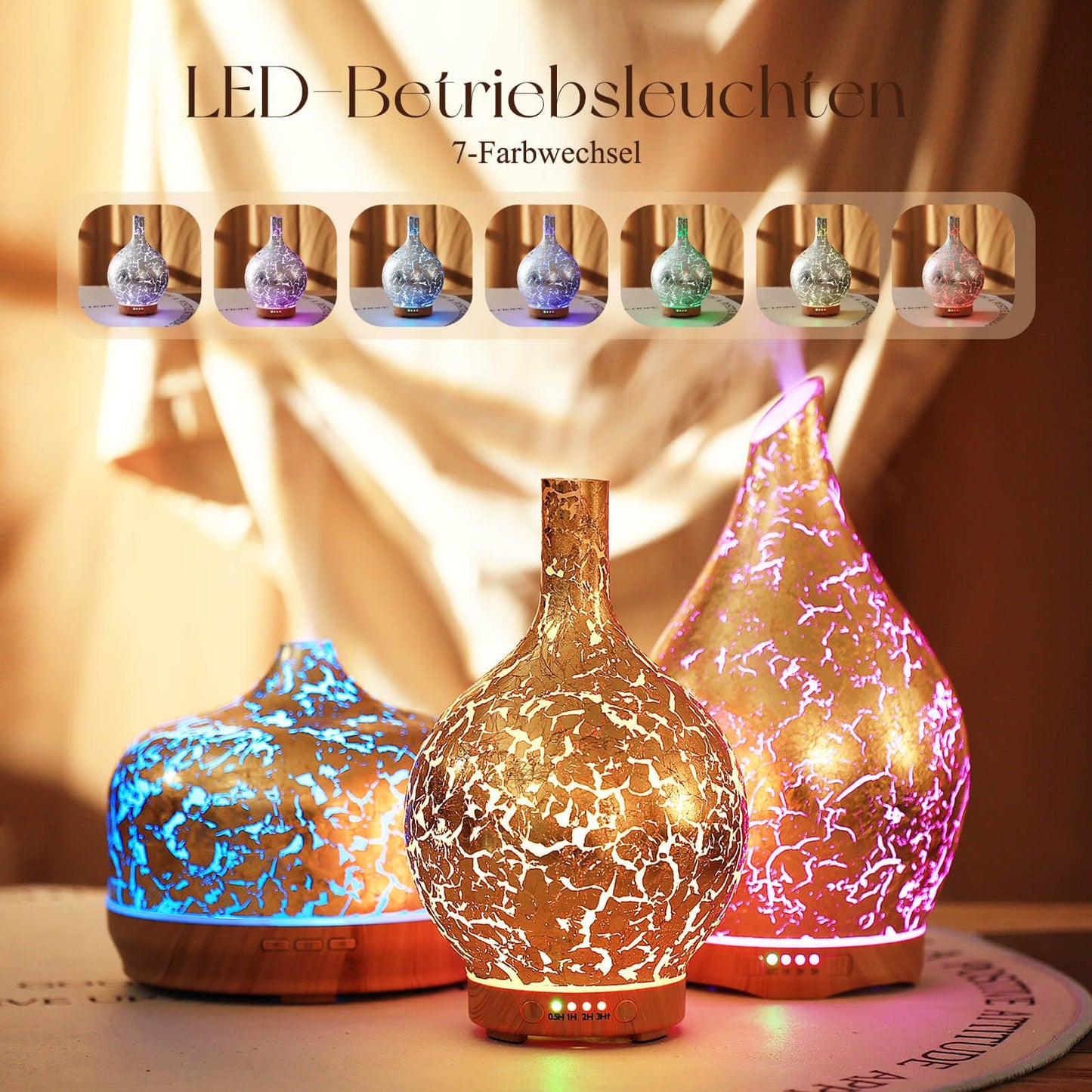 Aroma Diffuser Luftbefeuchter,150ml Luftbefeuchter Ultraschall Leise 7 farbwechselnde LEDs,Diffuser für Ätherische Öle Raumbefeuchter